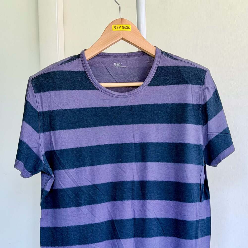 Gap Men's Striped Crew Neck Short Sleeve T-Shirt Large - Picture 2 of 7